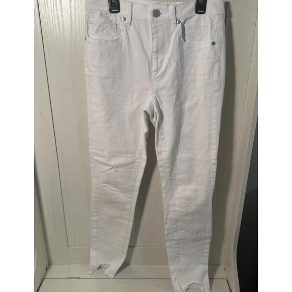 Loft Outlet Women'sSkinny Ankle Jeans Mid Rise Fray Hem Size 0 White - Picture 1 of 4